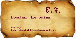 Bonyhai Hieronima névjegykártya